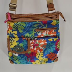 Lily Bloom Large Hawaiian Flower Print Large Crossbody